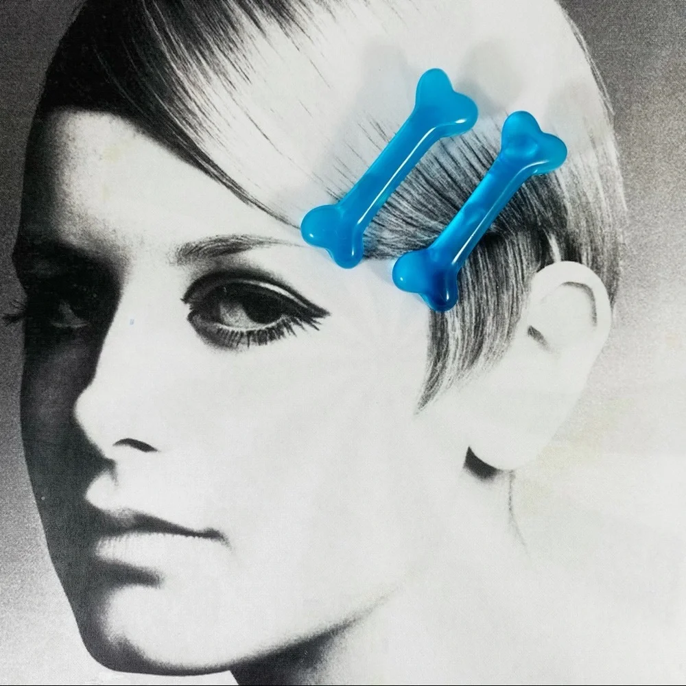 Bad bones baby Turquoise hair clips goth glam punk